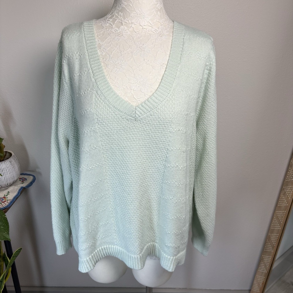 Torrid Women Plus 2X Mint Green Sweater Pastel Cottagecore Soft Acrylic